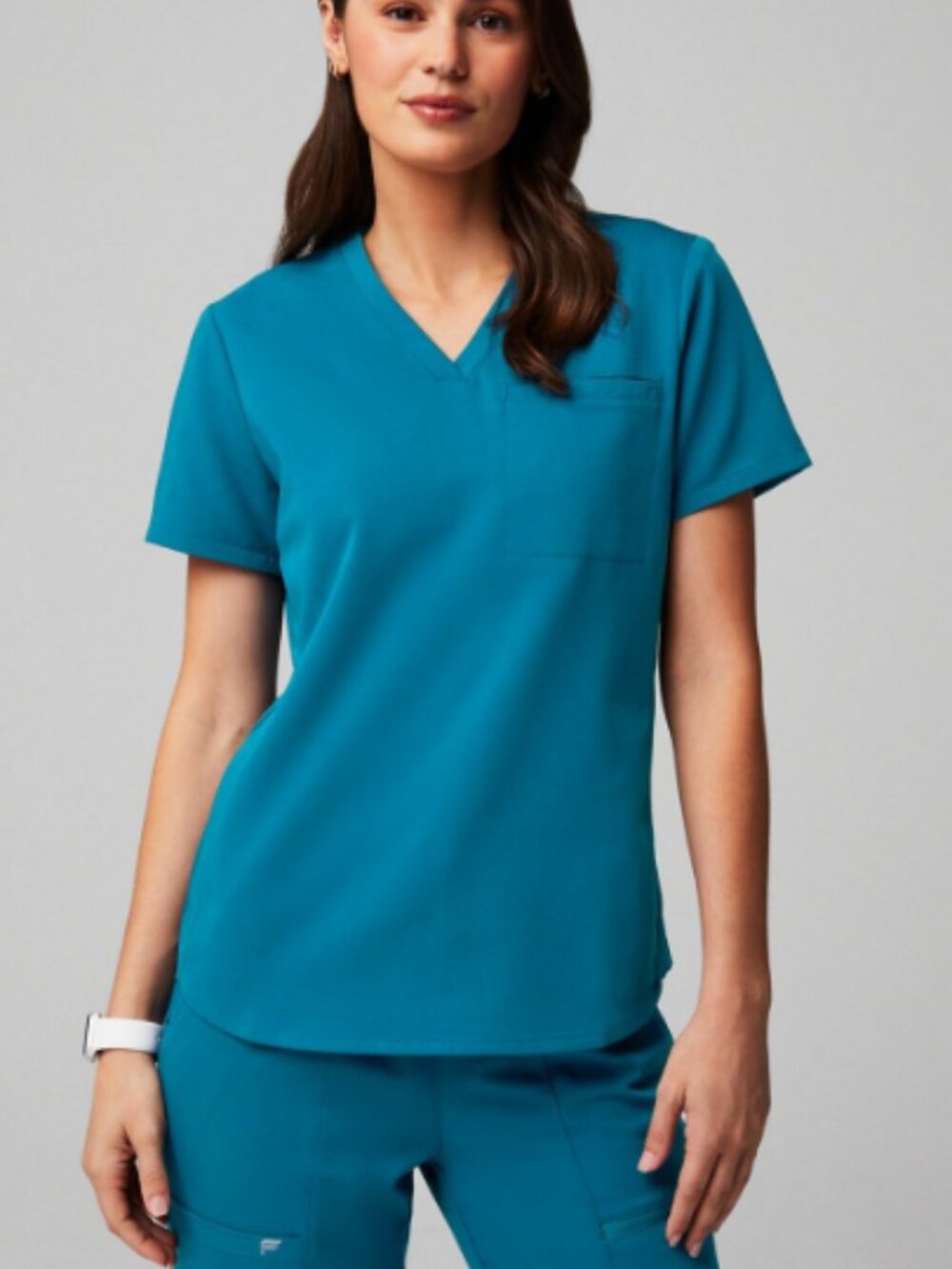 FABLETICS - Vital 1-Pocket Scrub Top, Caribbean Blue, Size Large, NWOT